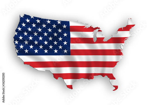 American map flag waving