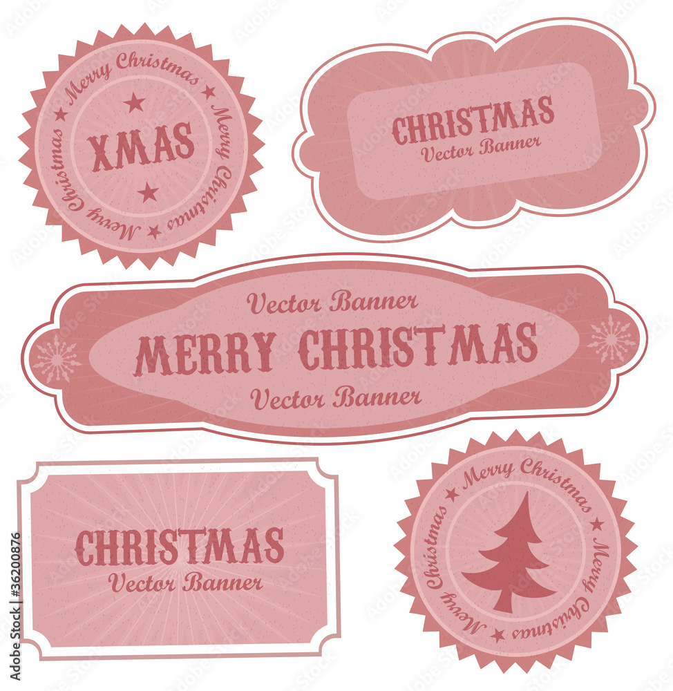 Christmas Vector Retro Design Labels