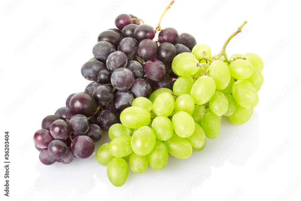 Grape fruit, red and green, on white clipping path included