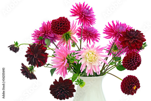 Billede på lærred Flower arrangement of chrysanthemums and dahlias