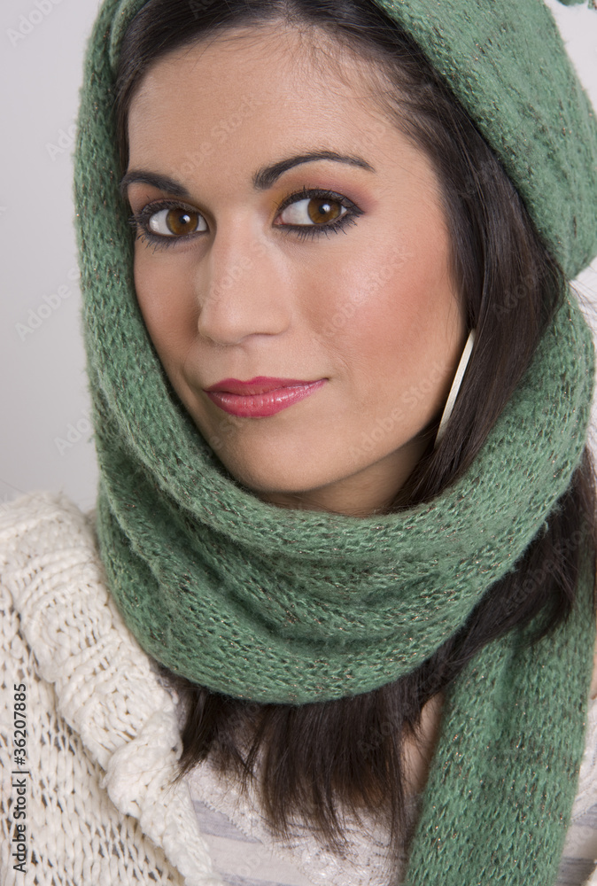 Pretty Woman Wrapped in Green Sweater Pretty Woman Wrapped in Green Sweater