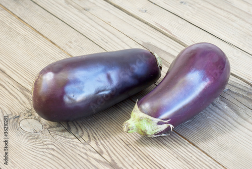 eggplants on table