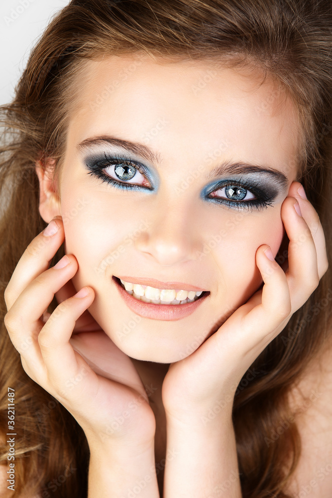 Beautiful young woman studio shot portrait. Beautiful young woman studio shot portrait.