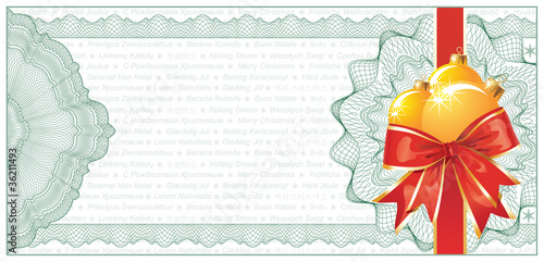 Golden Christmas Gift Certificate or Discount Coupon template /