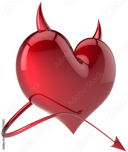Devil heart Love passion sexy symbol horned total red