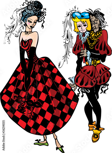 masquerade party - old cunning man seduce young silly girl