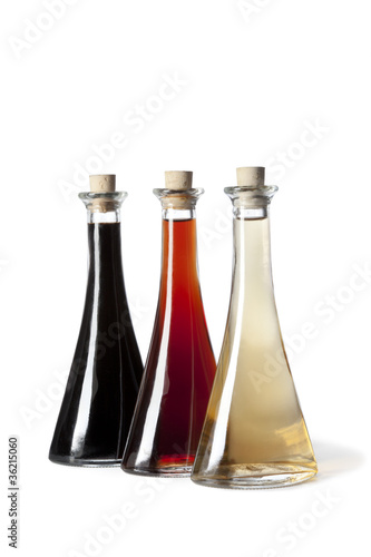 Three bottles with different type of vinegar