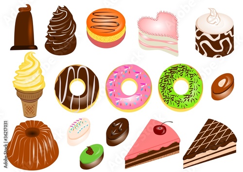 Cakes and desserts set