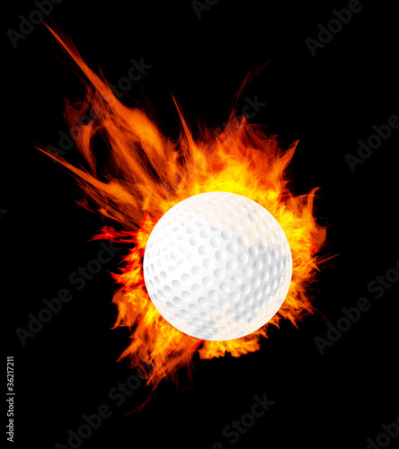 Golf ball on fire
