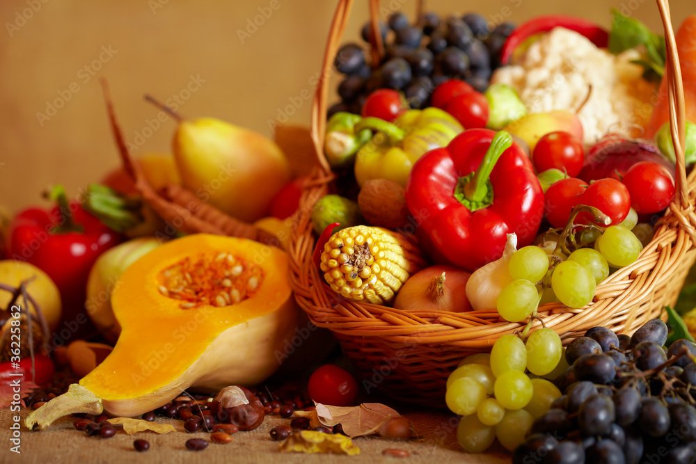 Still life with autumn vegetables and fruits Still life with autumn vegetables and fruits