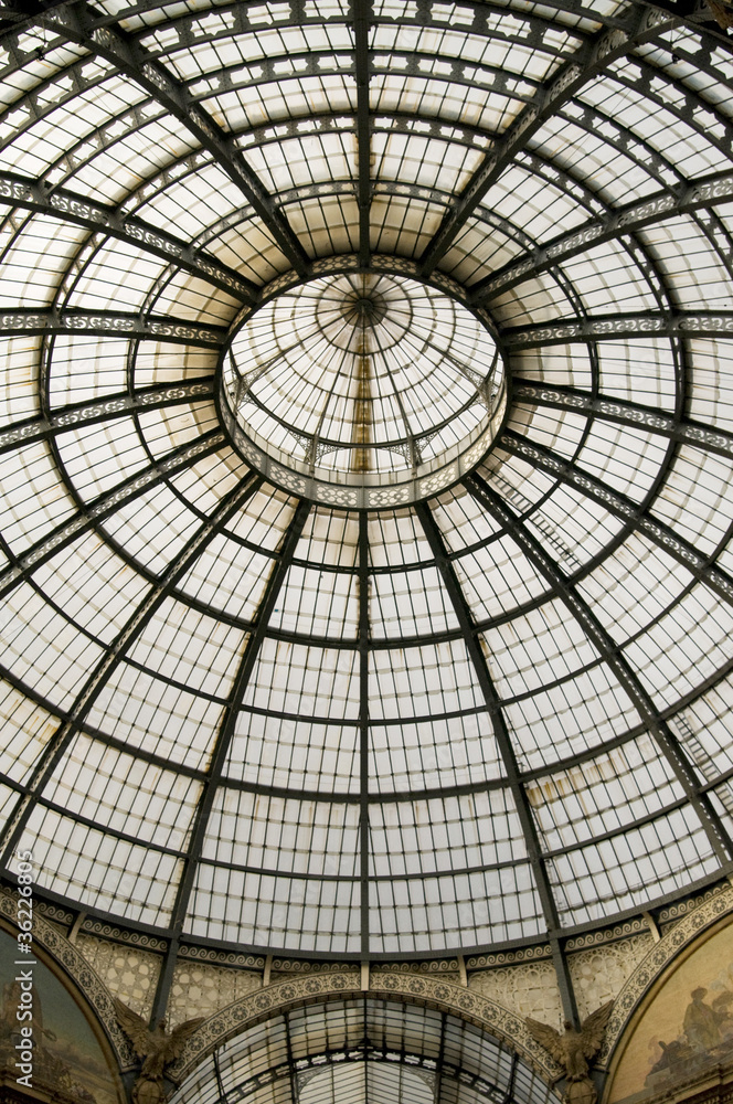 Glass dome in the open street pavilion