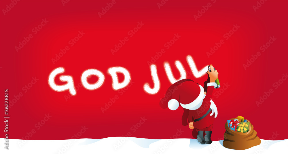 Fototapeta premium Santa sprays God jul