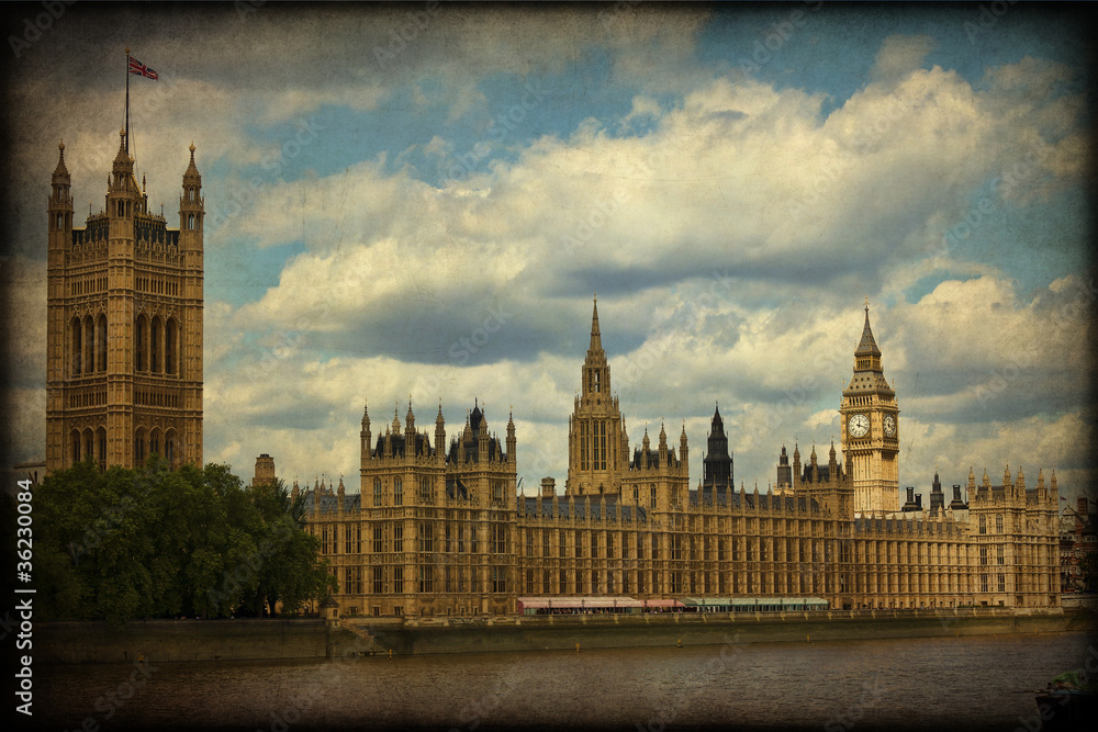 Fototapeta premium Westminstre, Londra, texture retro