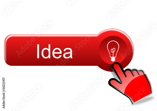 Idea button with red hand