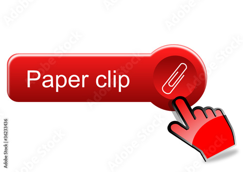Paper clip button with red hand