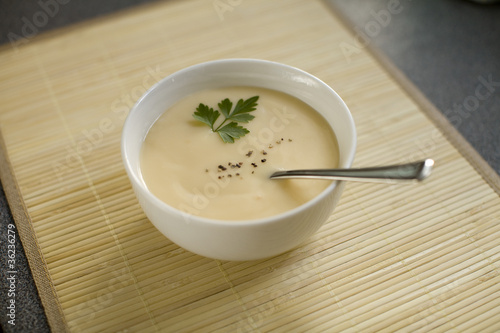 Bowl of cream of chicken soup