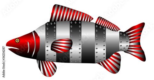 Mechanical fish on white