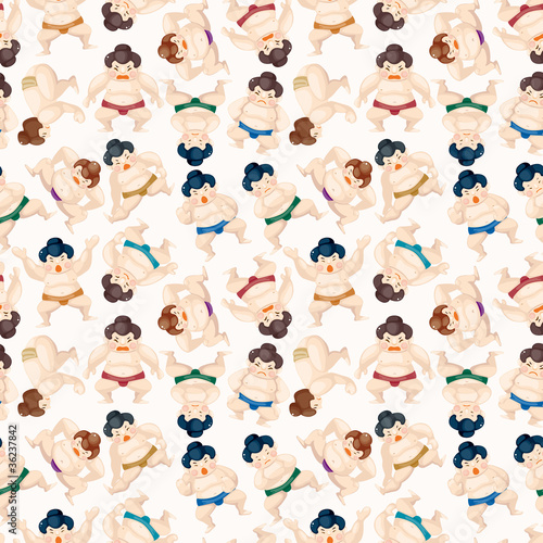 cartoon Sumo wrestler seamless pattern