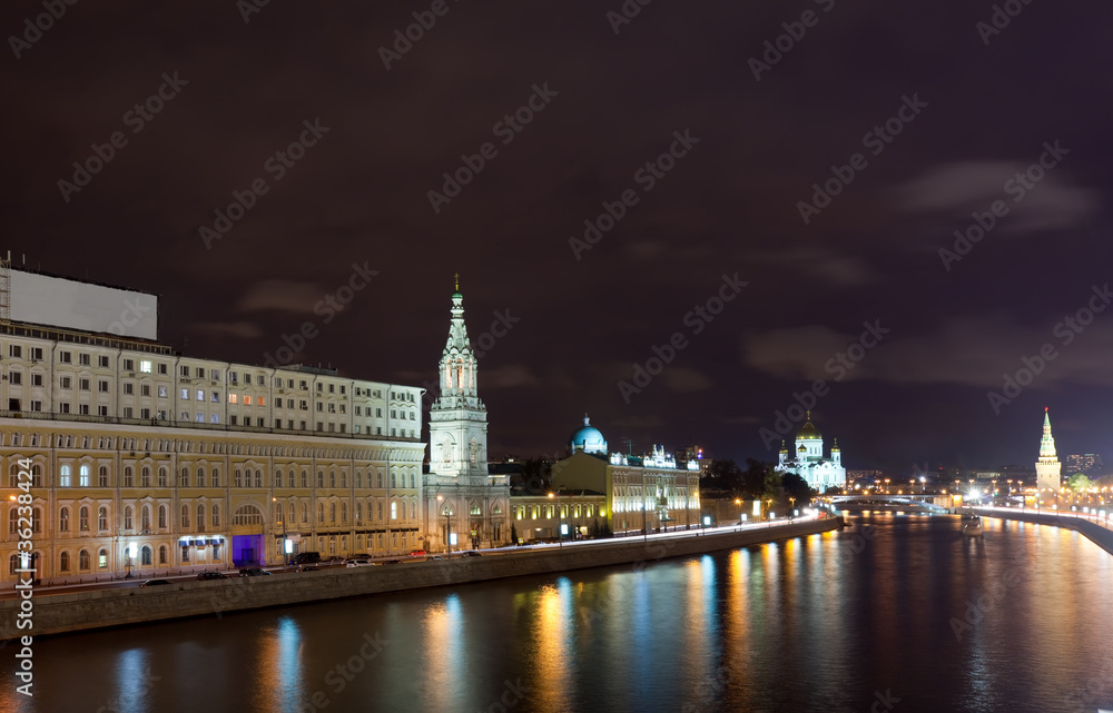 Moskva River in night. Russia