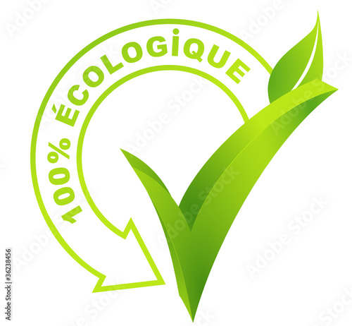 100 pour 100 écologique sur symbole vert 3d