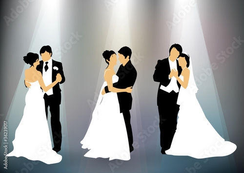 newly married couple silhouettes