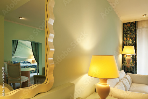 interior luxury apartment, comfortable room, mirror