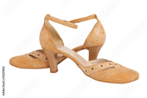 Stylish leather women's shoes isolated