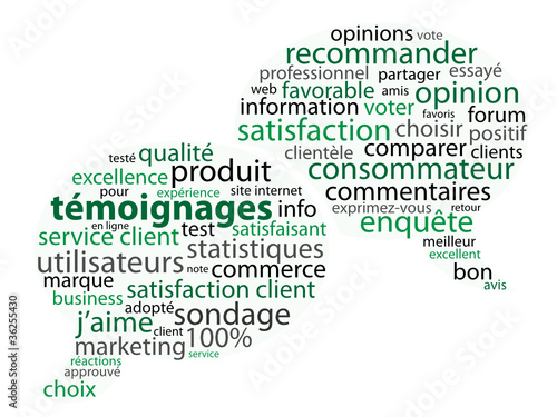 Nuage de Tags "TEMOIGNAGES" (avis clients vote bouton mots-clés)