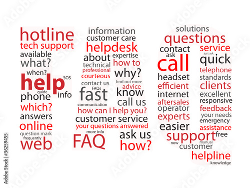 "FAQ" Tag Cloud (questions support hotline button sos help)