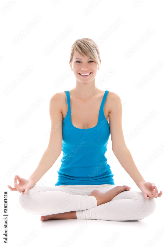 Portrait of a young healthy woman doing yoga exercises Portrait of a young healthy woman doing yoga exercises