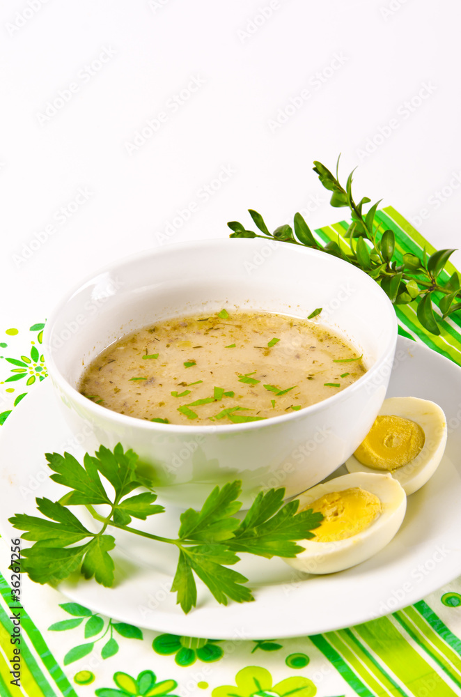 Zurek ist eine herzhafte Polnische Suppe Zurek ist eine herzhafte Polnische Suppe