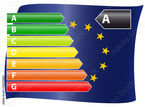 EU Energie Verbrauchskennzeichnung mit EU - Flagge