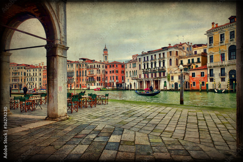 Canal Grande, Venezia, texture retro