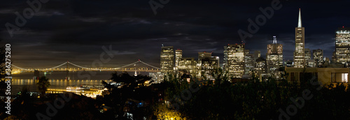 San Francisco Skyline and Oakland Bay Bridge at Blue Hour