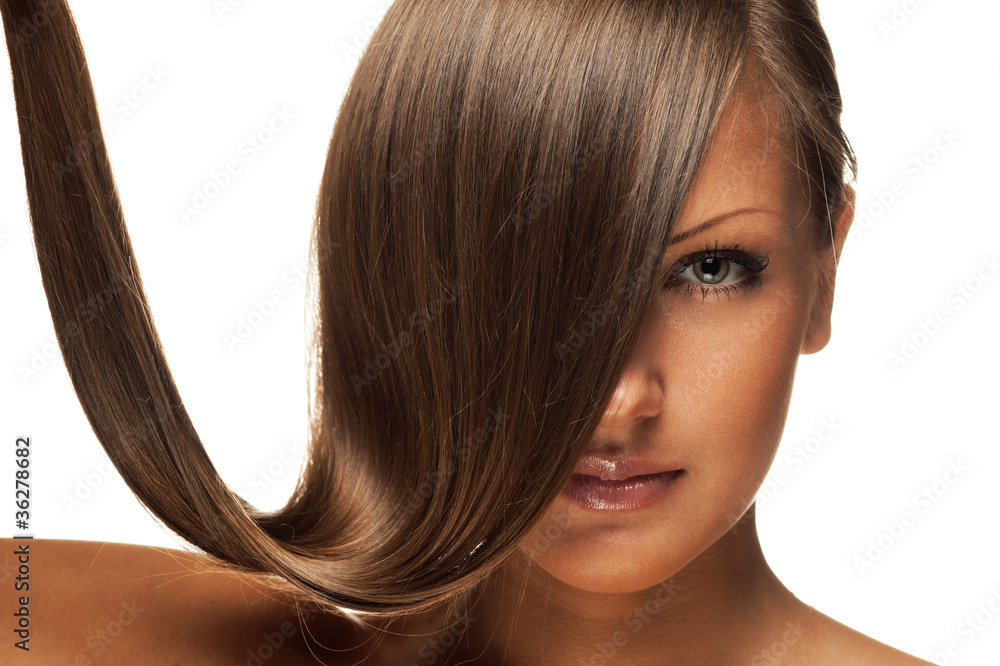 Obraz premium closeup portrait of a young woman with beautiful long hair