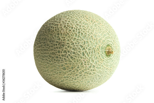 Green Cantaloupe or Muskmelon isolated on white background