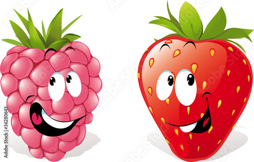 strawberry and raspberry cartoon