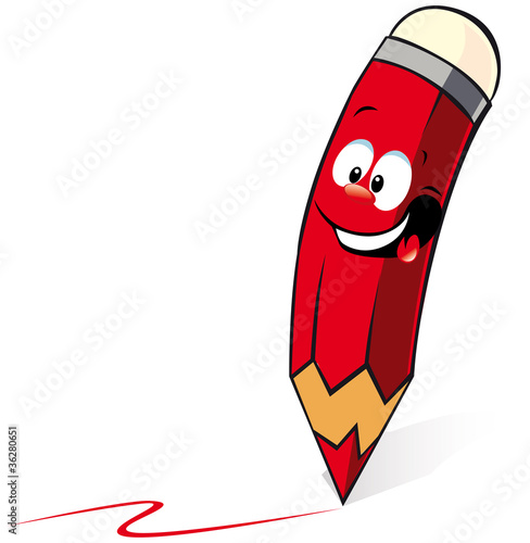 writing red pencil cartoon