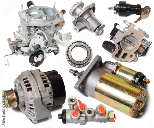 Bild auf Leinwand Set of auto spare parts