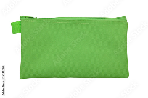 green pencil case isolated