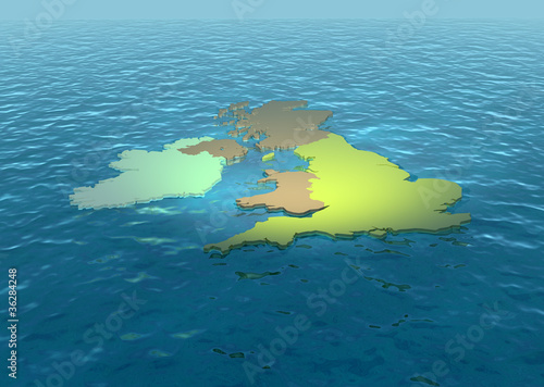A 3D map of United Kingdom on the sea 2