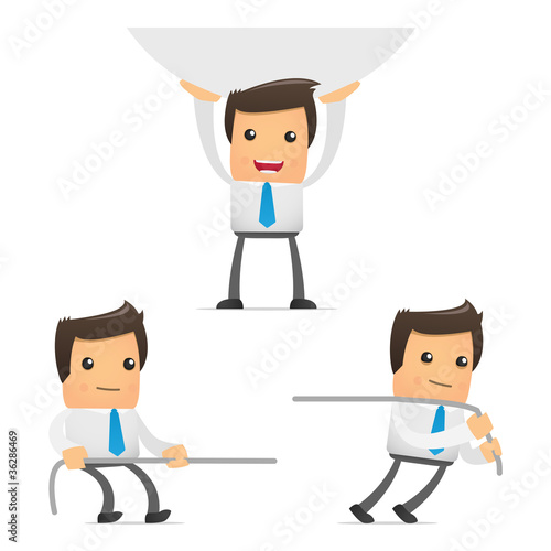 set of funny cartoon manager