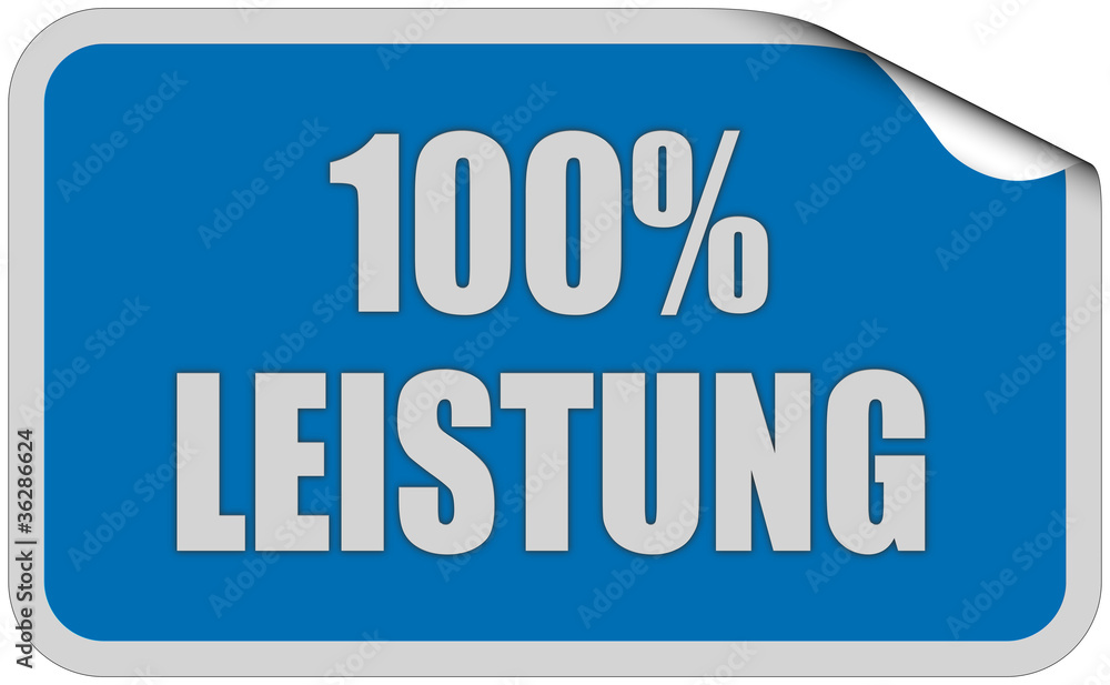 Sticker blau eckig curl oben 100% LEISTUNG Sticker blau eckig curl oben 100% LEISTUNG