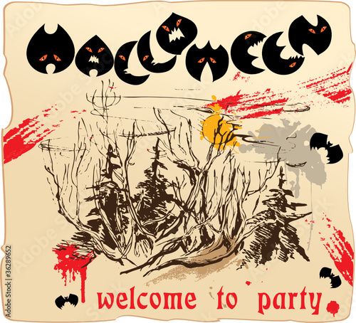 design of invitation card or placard to Halloween party