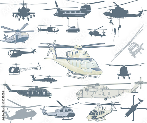 Helicopters vector collection