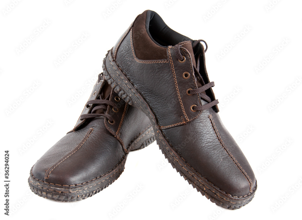 Men's brown shoes isolated on white background Men's brown shoes isolated on white background