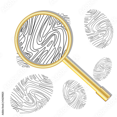 Magnifying glass and fingerprint