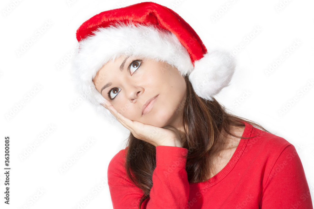 Portrait einer netten jungen Frau im Weihnachtskostüm Portrait einer netten jungen Frau im Weihnachtskostüm