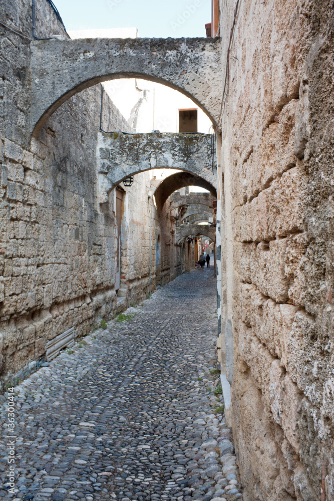 Medieval alley in Rhodes Old Town
