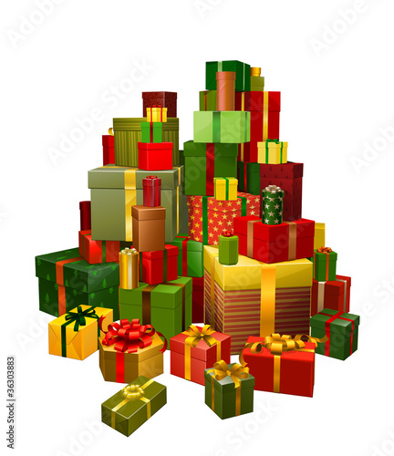 Illustration of large pile of gifts